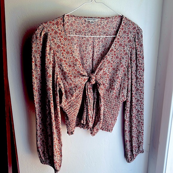 American Eagle shirred waist, crop top. Bohemian style adorable top - Picture 1 of 5